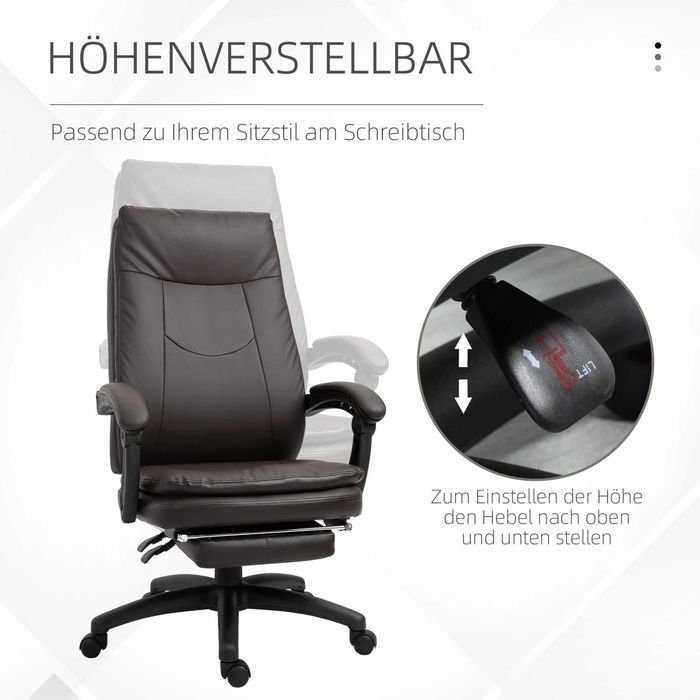 Ергономичен офис стол Vinsetto с поставка за крака