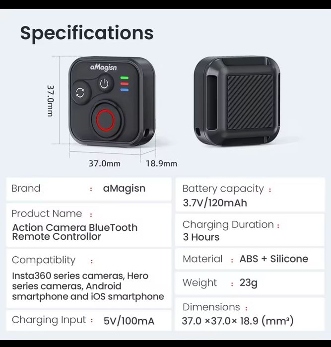 Telecomanda aMagisn compatibila Insta360/ GoPro/ telefoane