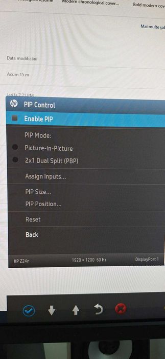 Monitor LED HP Z24N, Diagonala 24 Inch, HDMI, DVI, DP, USB3.0, PIP