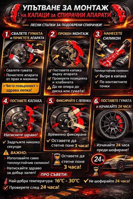 Капаци за спирачни апарати Ауди AUDI Sline комплект 4 броя черни