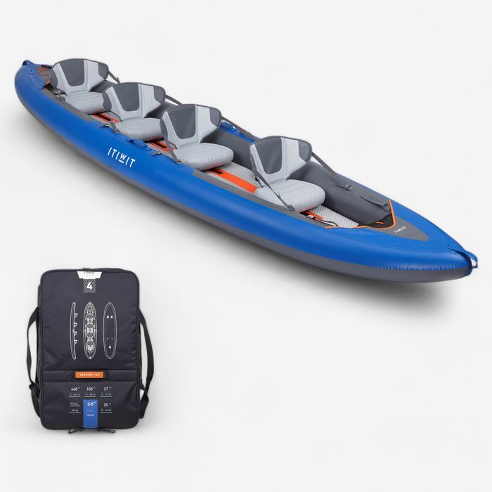 Caiac-canoe gonflabil 4 locuri X100+ Husă - produs resigilat Decathlon