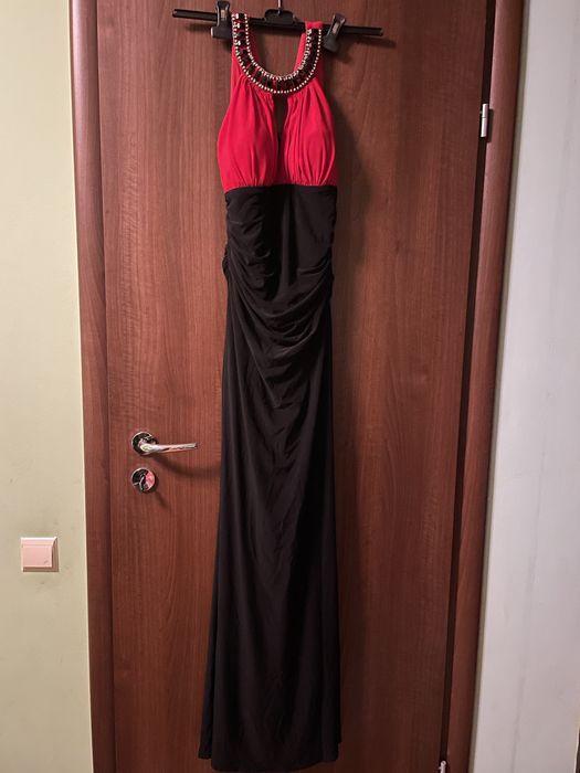 Rochie lunga negru cu rosu