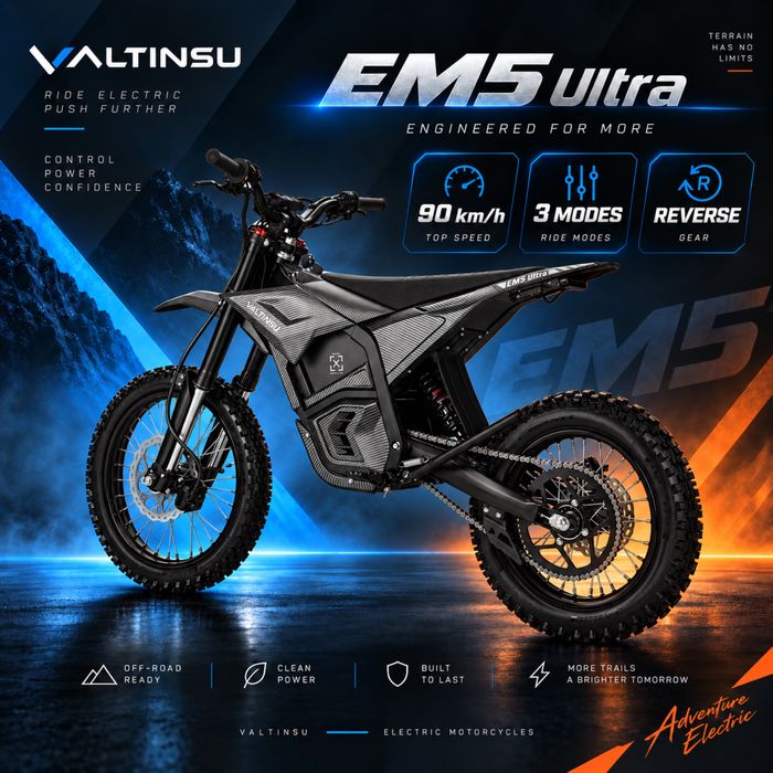VALTINSU EM5 Ultra 8kW/8000W 72V Samsung | Нов електрически кросов мотор