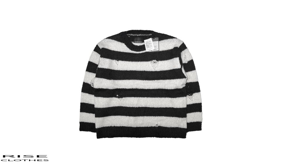Number Nine Distressed Striped Knit Sweater