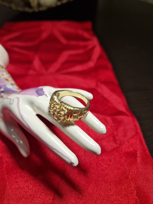 Изключителен сребърен пръстен с позлата и цитрин