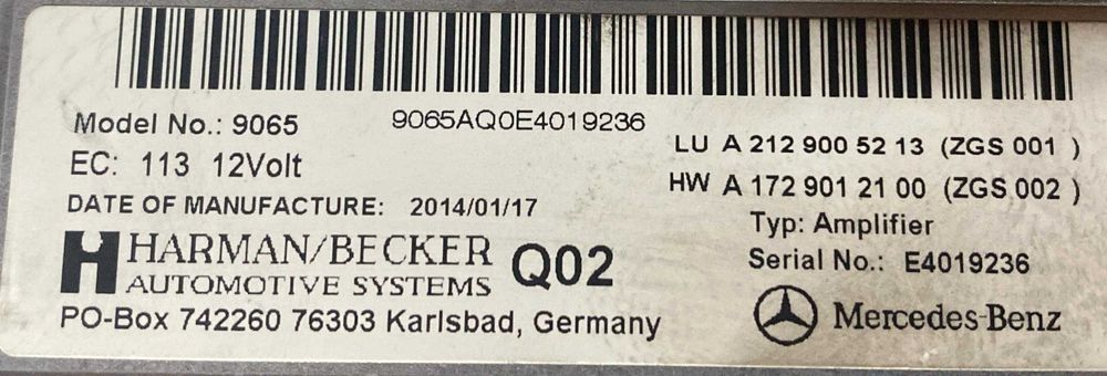 Amplificator Harman Becker Mercedes Benz A2129005213
