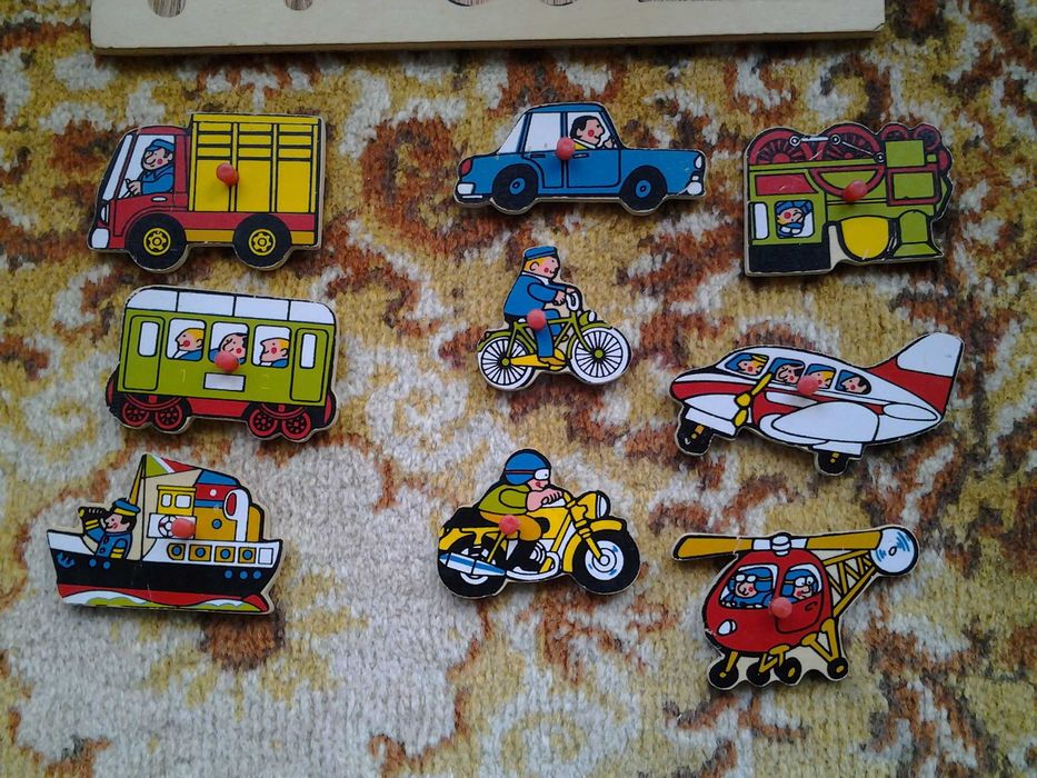 Vehicule - puzzle din lemn 9 piese copii +1 an