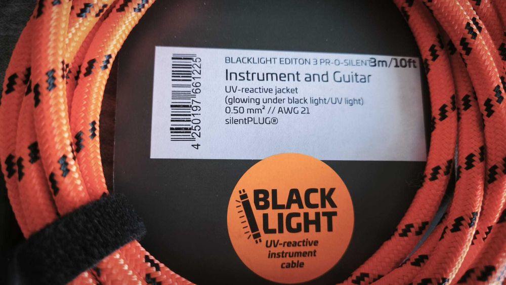 Cablu chitara Jack 6.3mm Cordial Blacklight Edition 3 PR Orange SILENT