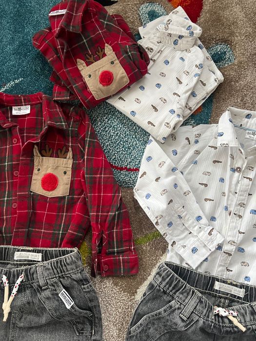 Детски дрехи за близнаци 92 см. дънки и официални ризи