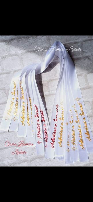 Panglica satinata pentru lumanari preot Paste 10 lei buc