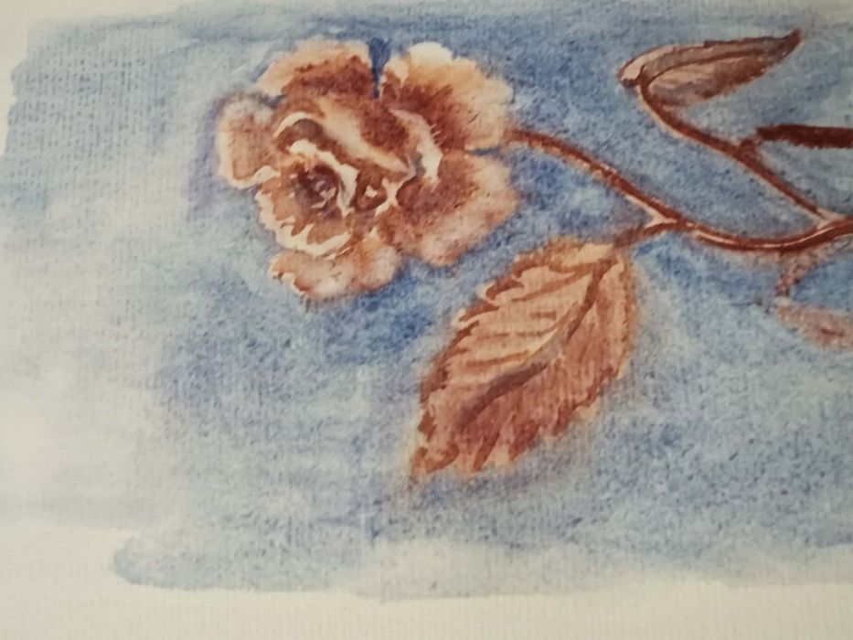 Ръчно рисувана акварелна картина – нежна роза