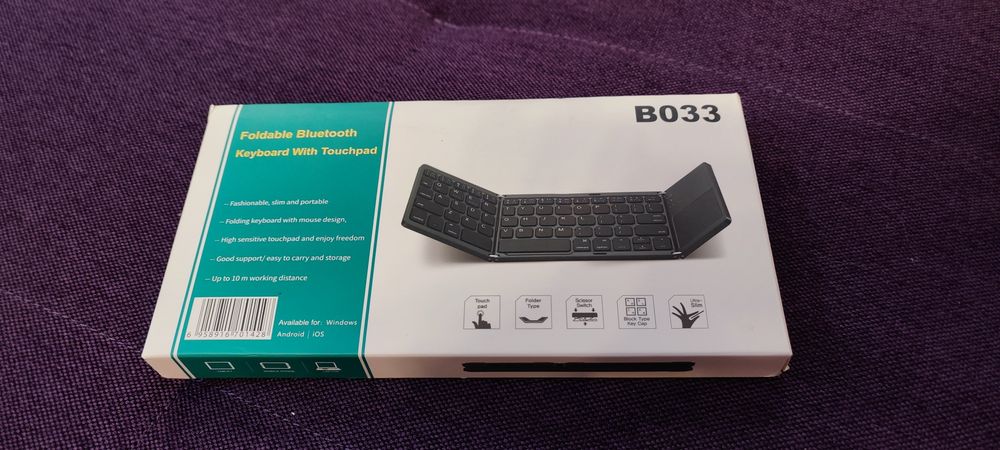 Tastatură Bluetooth B033 Pliabilă cu Touchpad – NOUĂ, Windows, Android, iOS