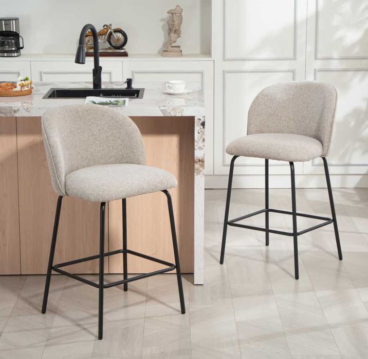 Set 2 scaune din material textil și picioare din oțel