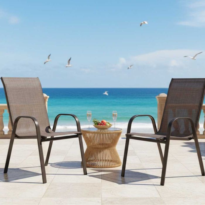 Стифиращи се градински столове от стомана и текстил – комплект 2 броя