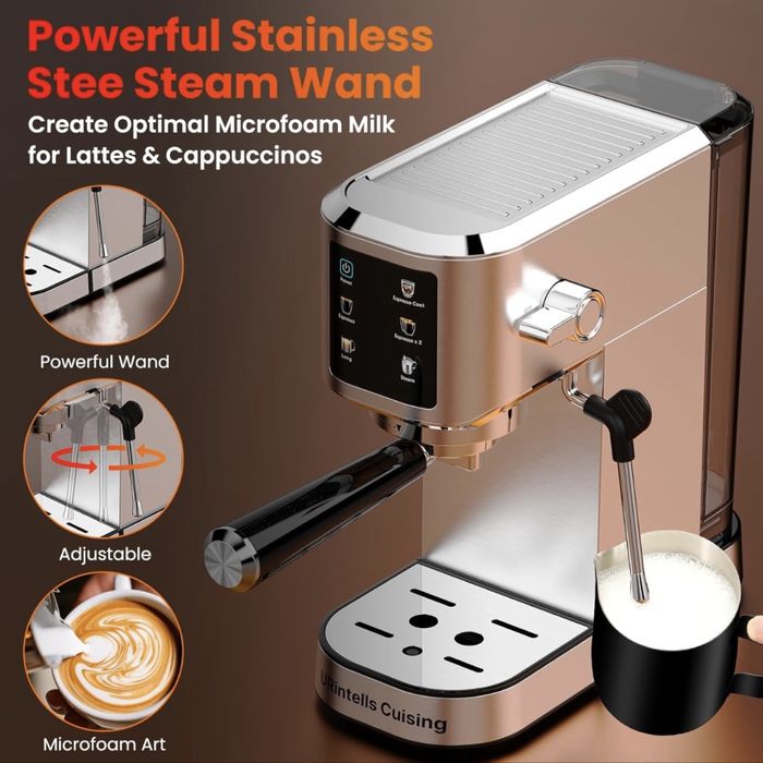 Капучино Еспресо машина 20 бара, сензорен екран, лате, капучино,