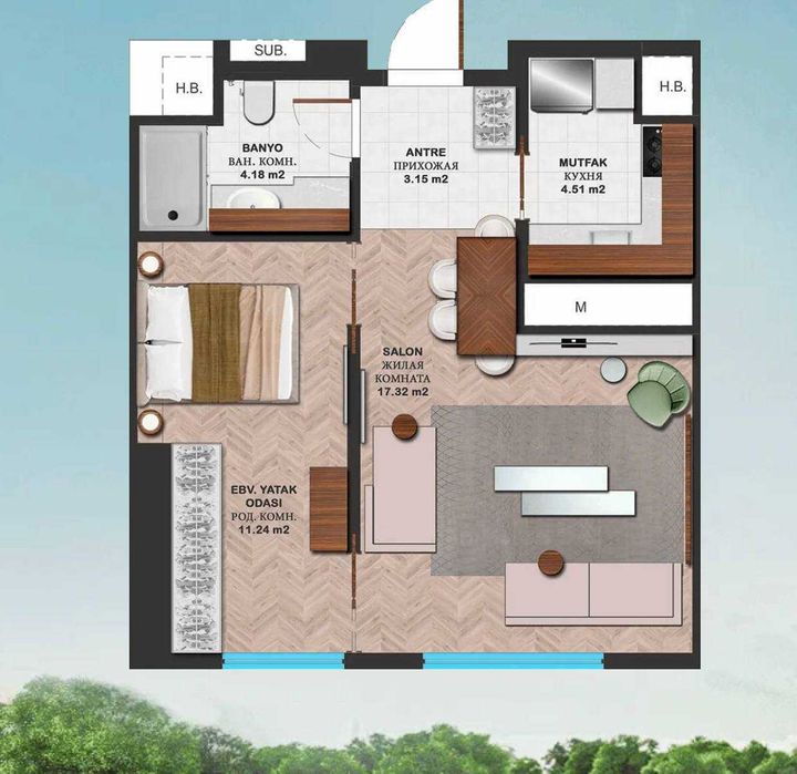 Срочно ПРОДАЁТСЯ 2ком квартира на ЖК Nest one 53м2 вид на парк
