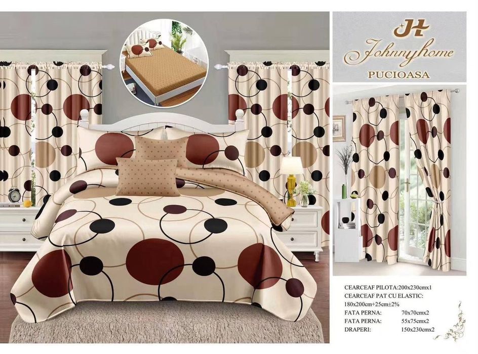 Lenjerie de pat finet 6 piese + două draperii