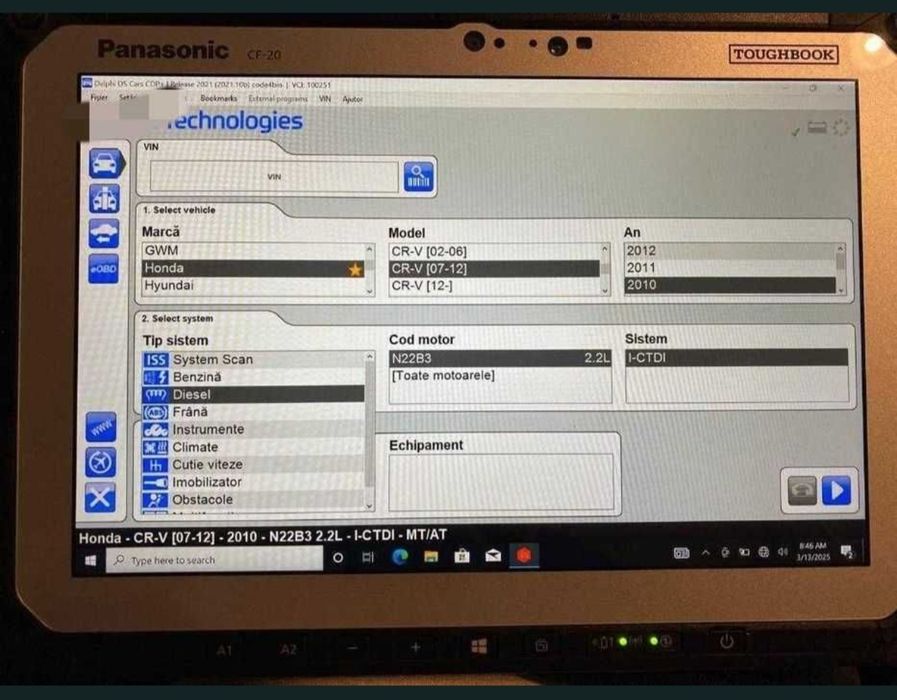 Kit tester diagnoza auto turisme+camioane si Tableta Panasonic 8/256GB