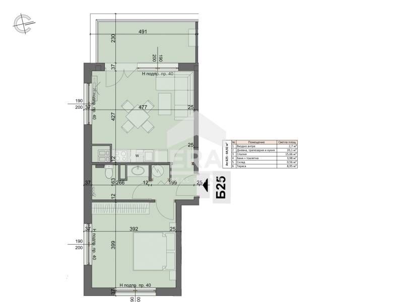 Продава се Двустаен апартамент в София, Хаджи Димитър - 76 кв.м за 1336 €/кв.м - Снимка #2