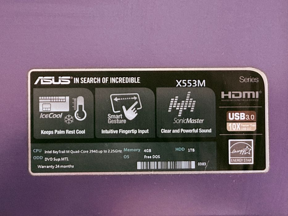 ASUS X553M + 480 GB SSD + мишка