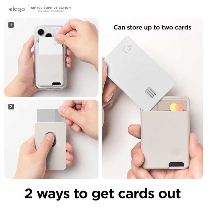 Portofel Magnetic Elago MagSafe - Buzunar Card iPhone, Bej, NOU