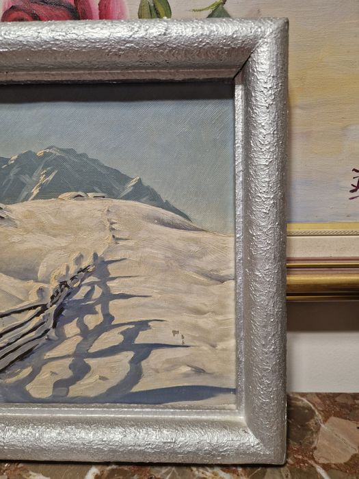 Стара страхотна антикварна авторска картина масло върху платно