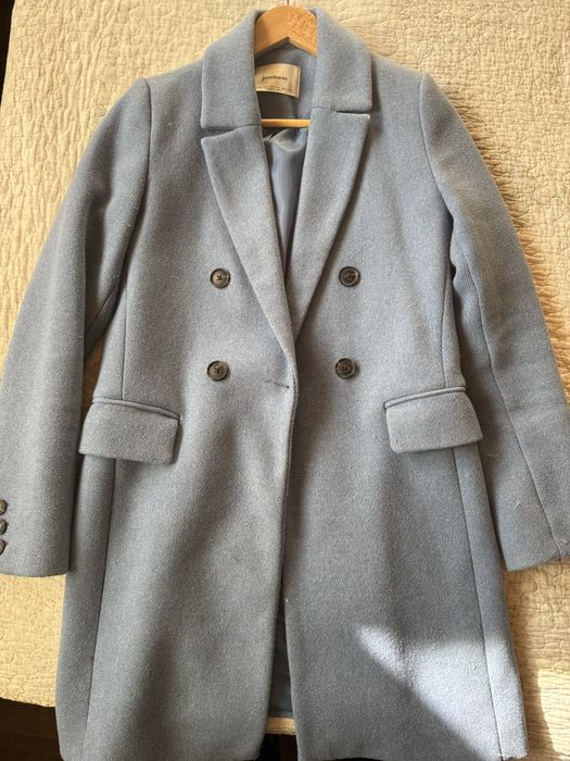 Palton Stradivarius Albastru deschis XS