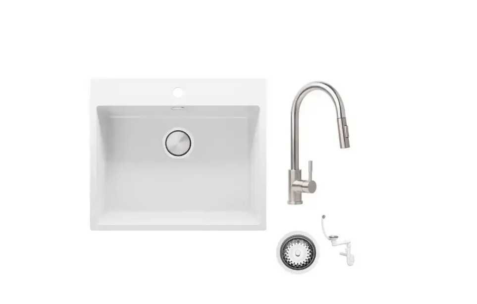 Комплект ПРОМ Мивка+Смесител+Сифон Кухненска Мивка Рига 60 XL 9700 Pro