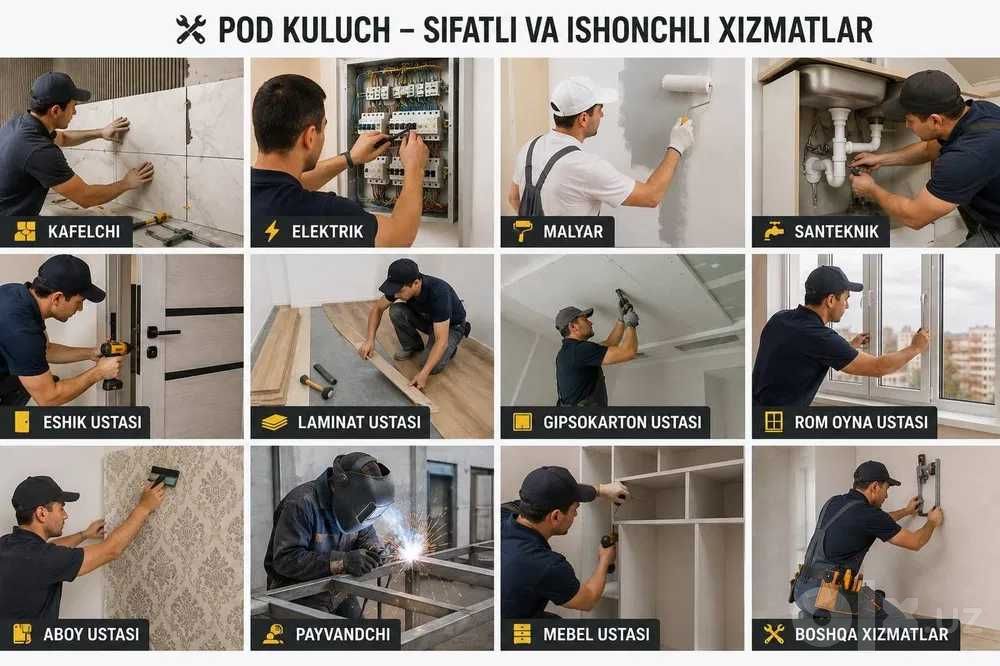 Ustachilik xizmatlari kerakmi sizga 20 dan ortiq xizmatlar mavjud