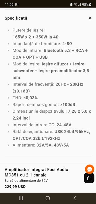 Fosi audio MC 351 - 2.1 amplificator