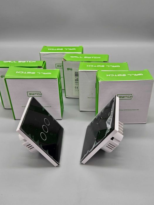 Смарт WiFi Стъклен Тъч Ключ за Осветление – Черен, 2 и 3 канала