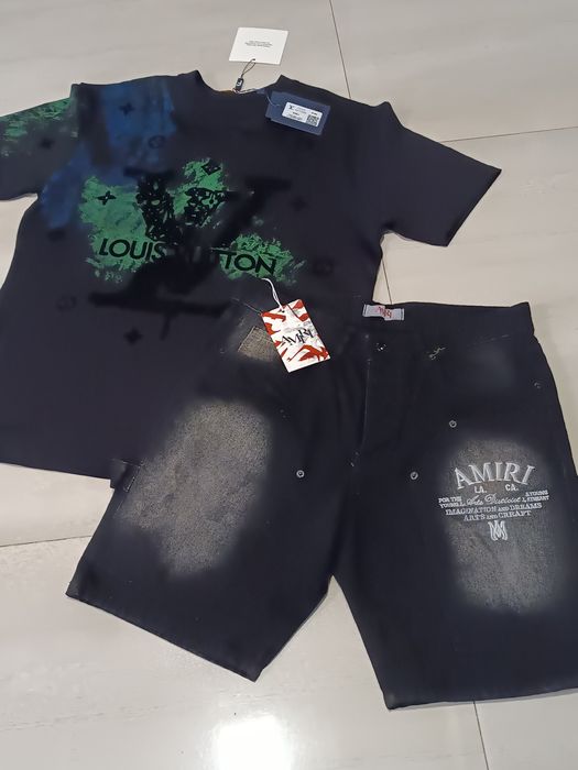 Compleu bărbați tricou LV și blugi pentru bărbați