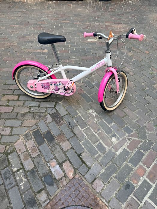 Bicicletă copii B’TWIN Docto Girl 500, 16”, roz/alb