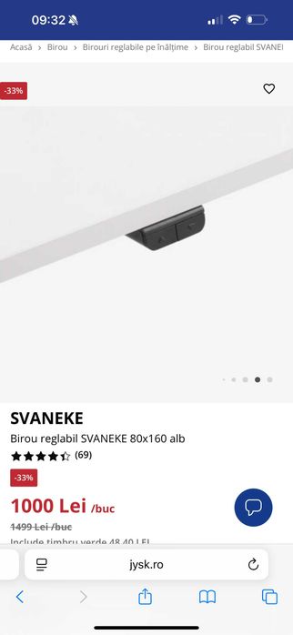 Birou reglabil SVANEKE 80x160