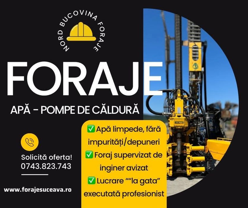Executam foraje pentru apa potabila sau industriala