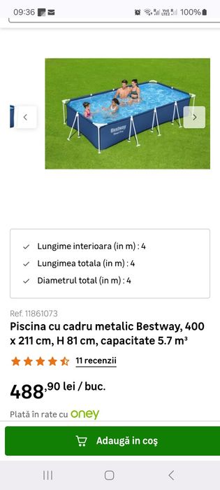 Piscina  4x2 cu pompa