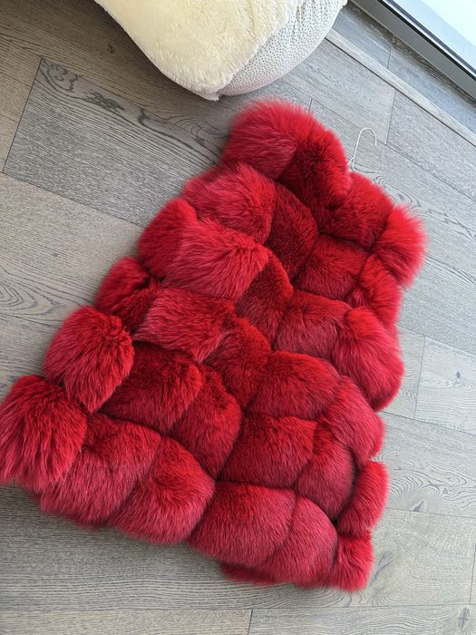 Елек от естествен косъм лисица естествена кожа елек червено