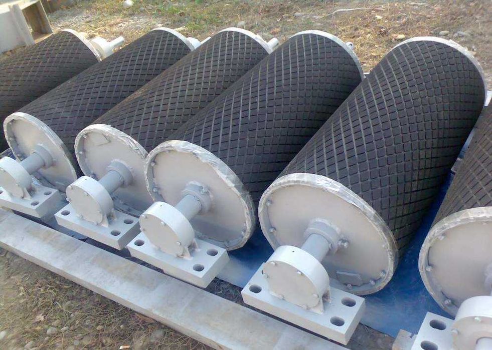 Cauciucare tamburi benzi transportoare. Kit de montaj pe teren