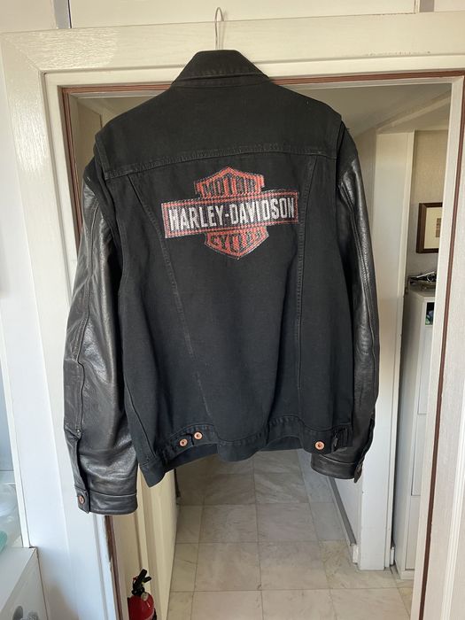 Harley Davidson - дънково яке, кожени ръкави