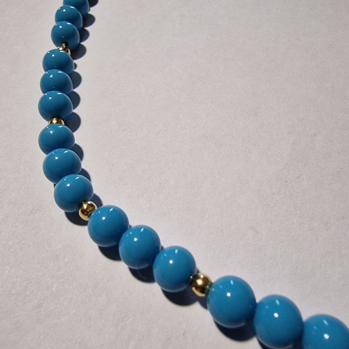 Colier superb Turquoise  natural  si Aur 18 K