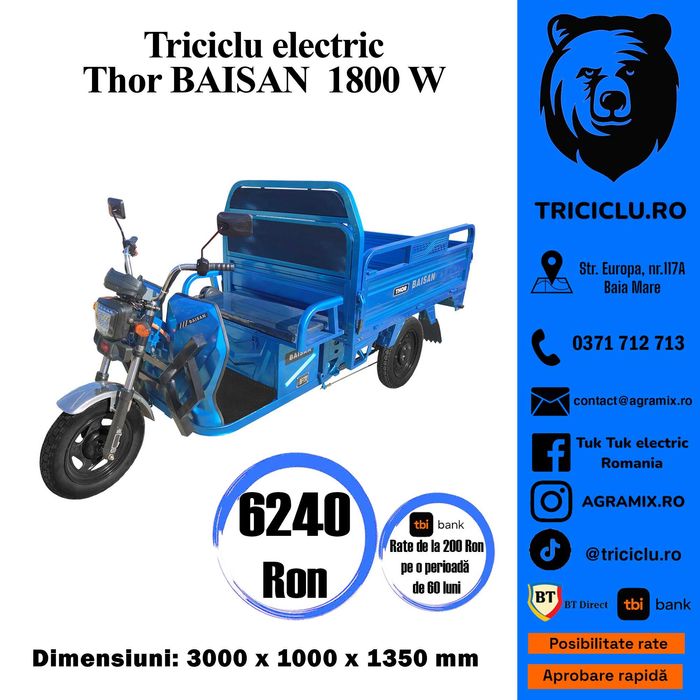 Triciclu Baisan Plus Space Cab electric 1800