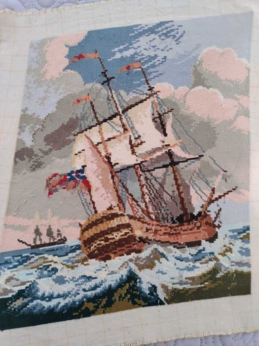 ръчно ушит гоблен "Фрегата в буря" ("Малката фрегата")