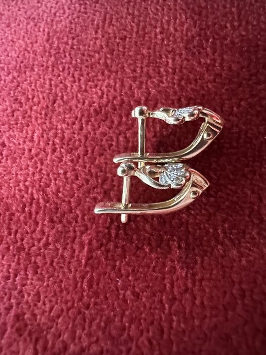 Cercei aur 14K copii cu diamante – bijuterie fină, stare impecabilă