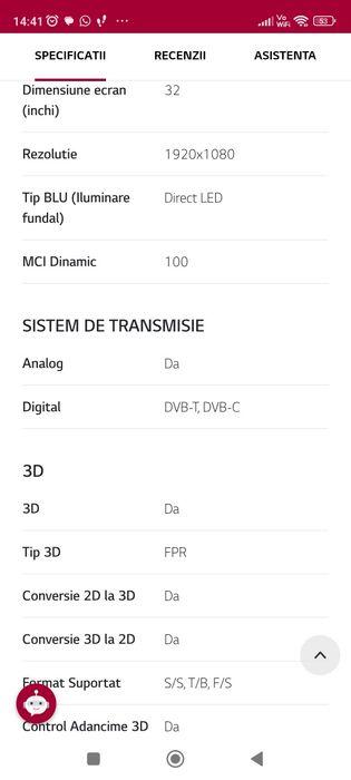 Vând TV LG32LA6130 3D defect