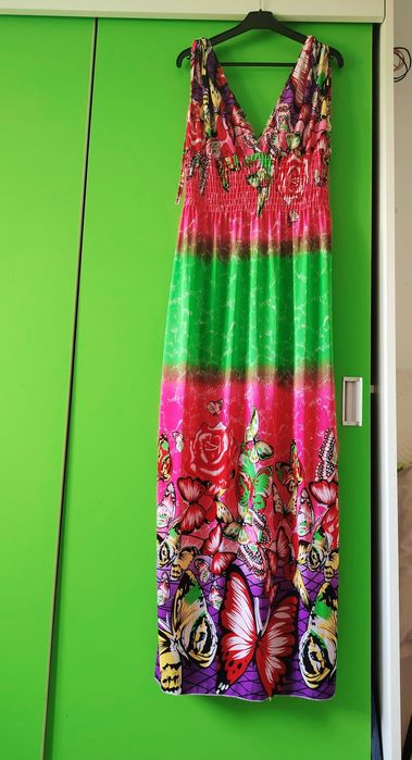 Rochie lunga colorata , fusta colorata