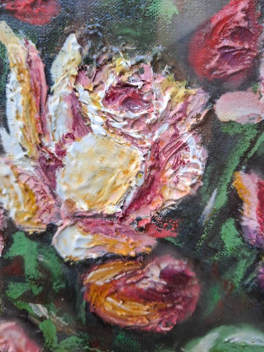 tablou vechi pictura pe panza 82/63 cm semnat D Niculescu