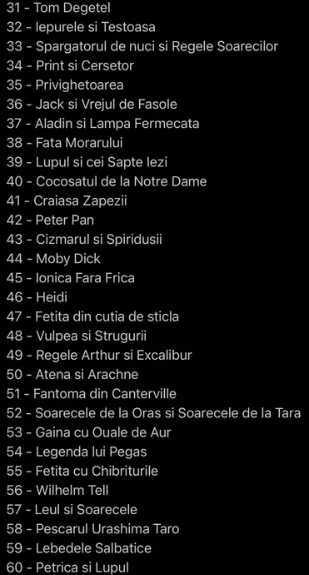 Card cu toate povestile audio (nr. 1-90 - editura litera / libertatea)