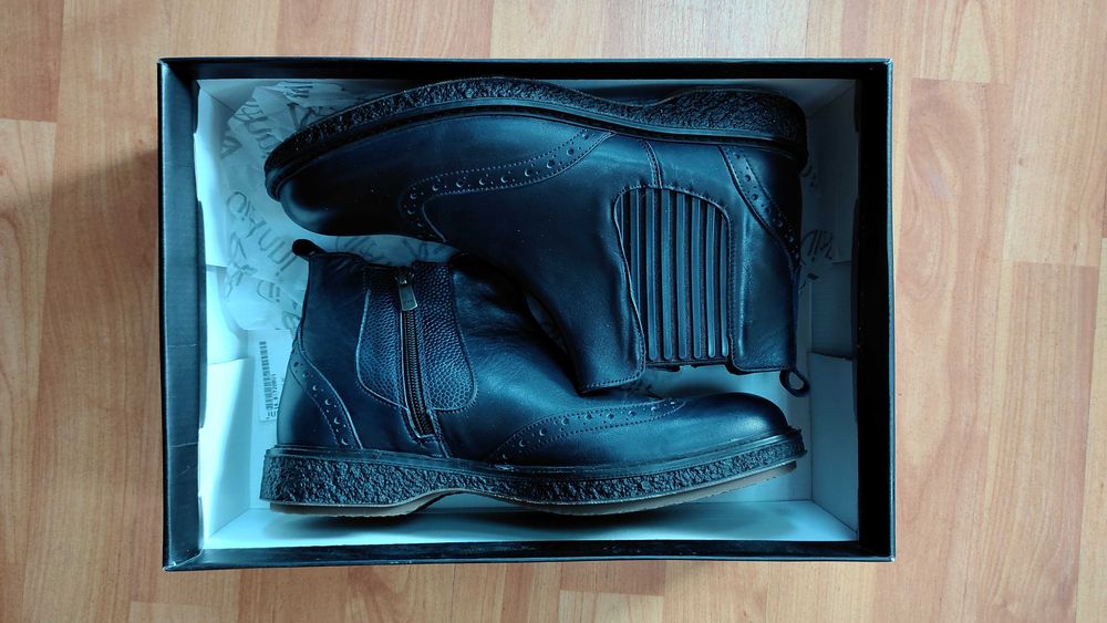 Нови Мъжки боти GiAnni кожа тъмносини №41