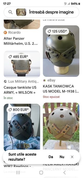 Cască de tanchist veche cu ochelari de protectie