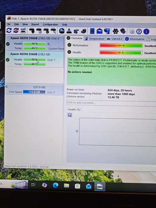 2.5 " SSD 256GB Verbatim Apacer